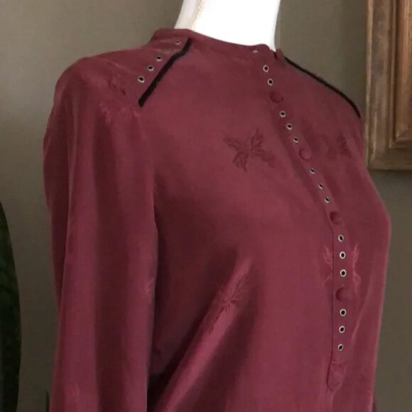 Zadig & Voltaire Burgundy Silk Butterfly Dress Size Large - Picture 5 of 5